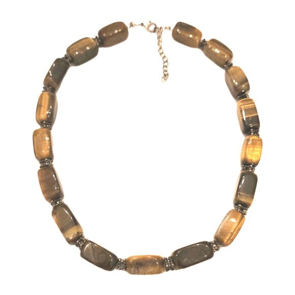 Vintage Tiger’s Eye Gemstone Large Beaded Necklace - Picture 1 of 3